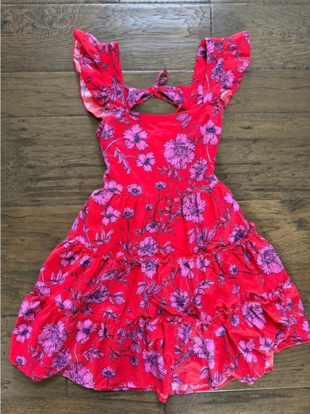 B.O.G. Collective Red Floral Tiered Sundress - Small